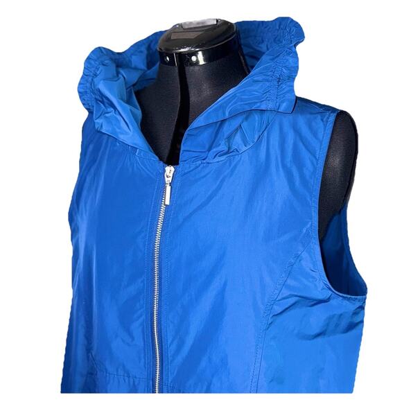 Liv By Habitat Clothes SM Blue Tunic Bubble Full Zip Vest Pocket Cinch Lagenlook - Picture 2 of 7